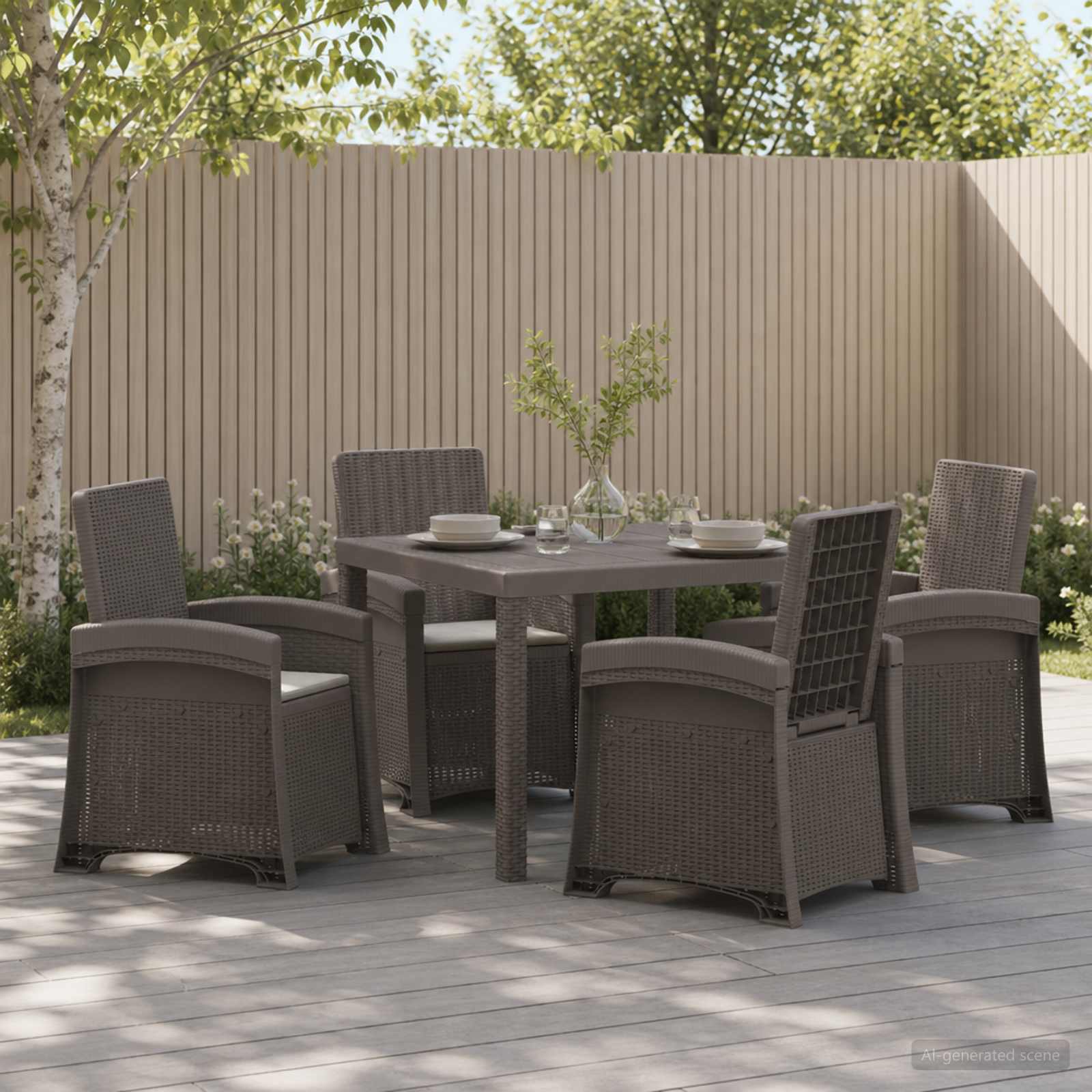 Garten Essgruppe 5 stk. Hellgrau PP