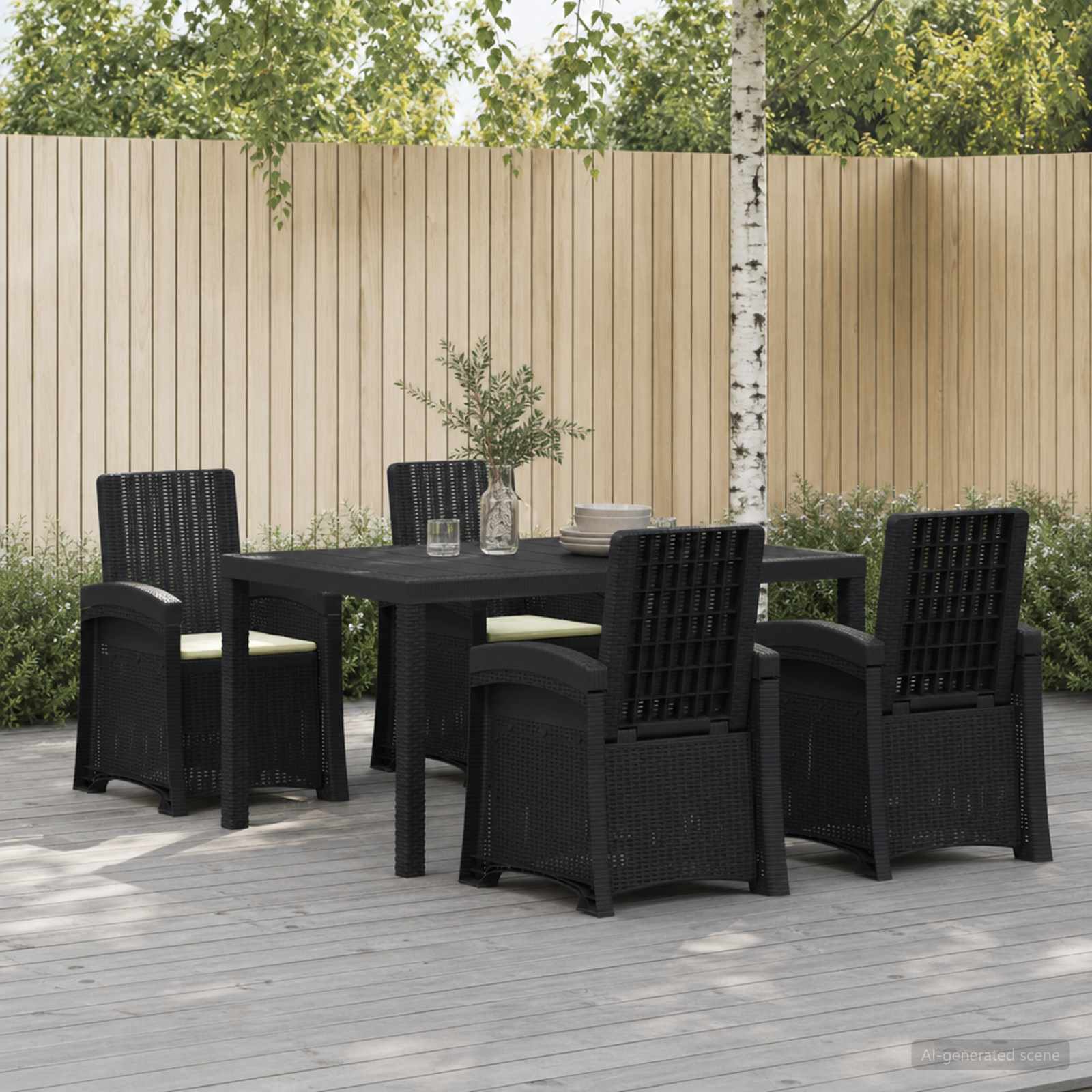 Garten Essgruppe 5 stk. Anthrazit und Creme PP