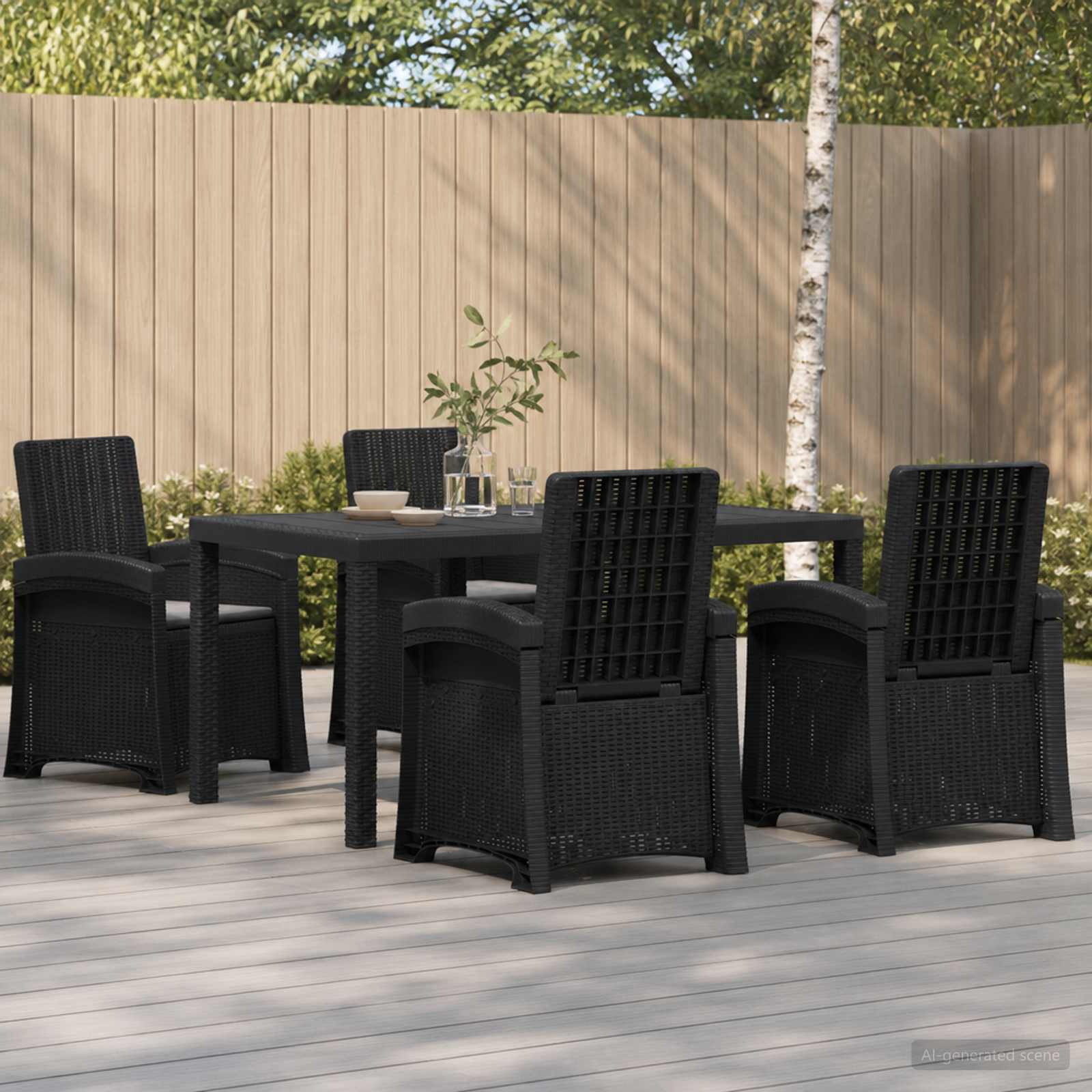Garten Essgruppe 5 stk. Anthrazit PP