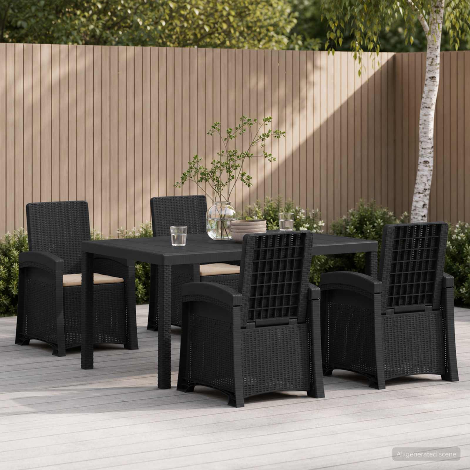 Garten Essgruppe 5 stk. Anthrazit und Taupe PP