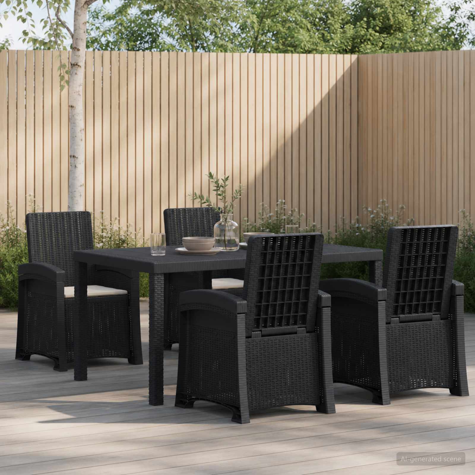 Garten Essgruppe 5 stk. Anthrazit und Hellgrau PP