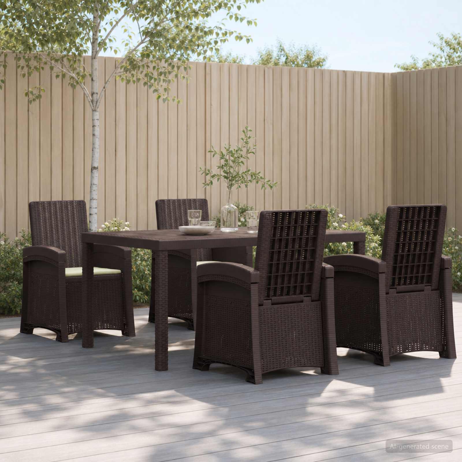 Garten Essgruppe 5 stk. Braun und Creme PP