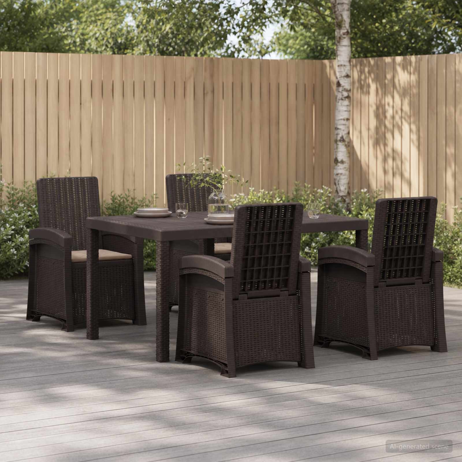 Garten Essgruppe 5 stk. Braun und Taupe PP