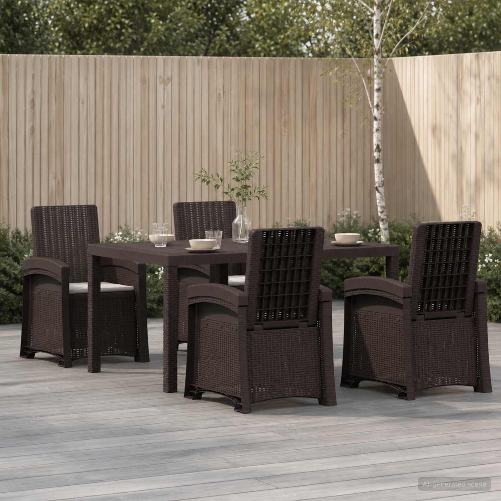 Garten Essgruppe 5 stk. Braun und Hellgrau PP