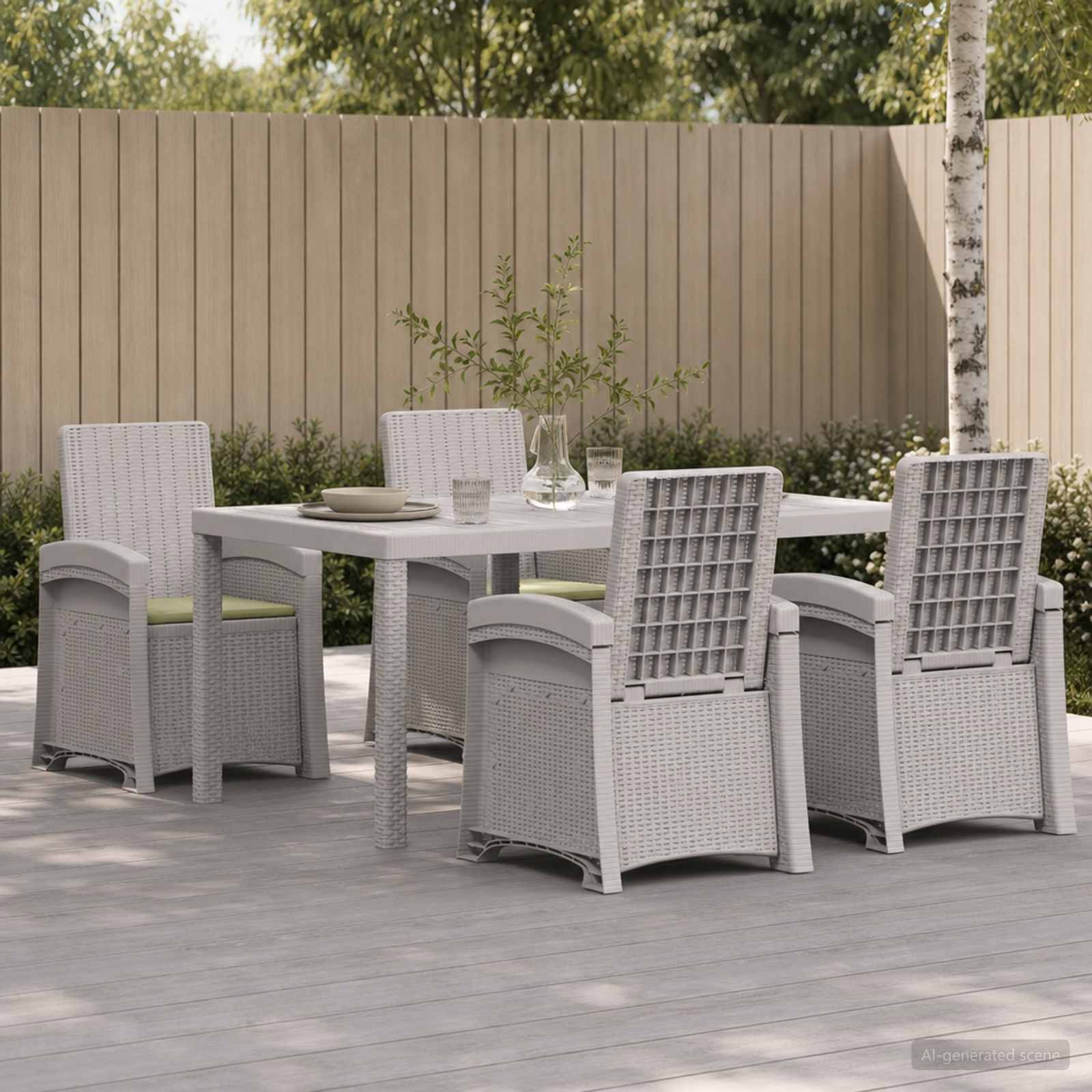 Garten Essgruppe 5 stk. Weiß und Creme PP