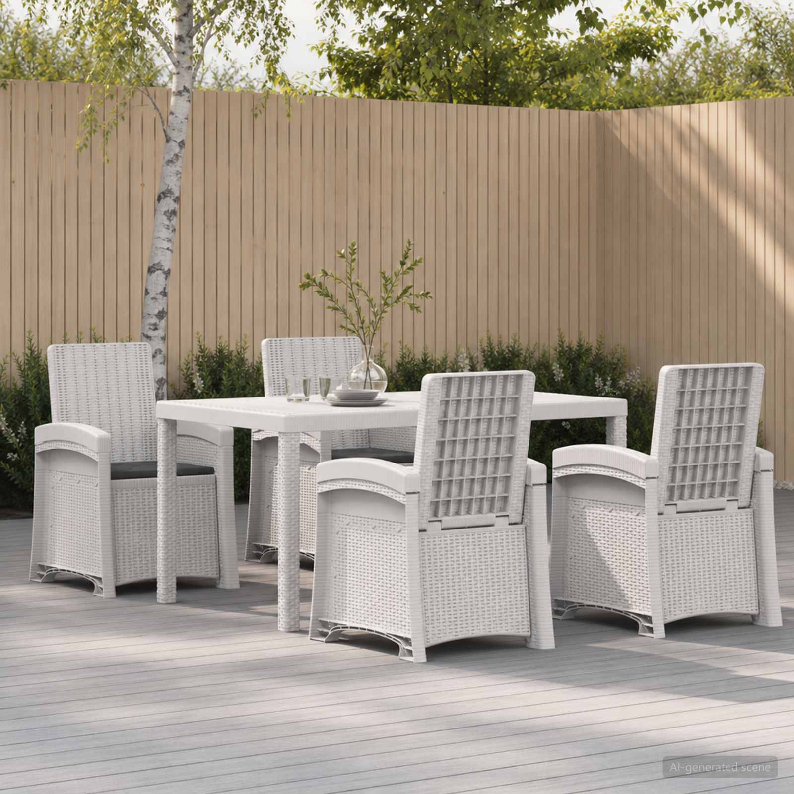 Garten Essgruppe 5 stk. Weiß und Anthrazit PP