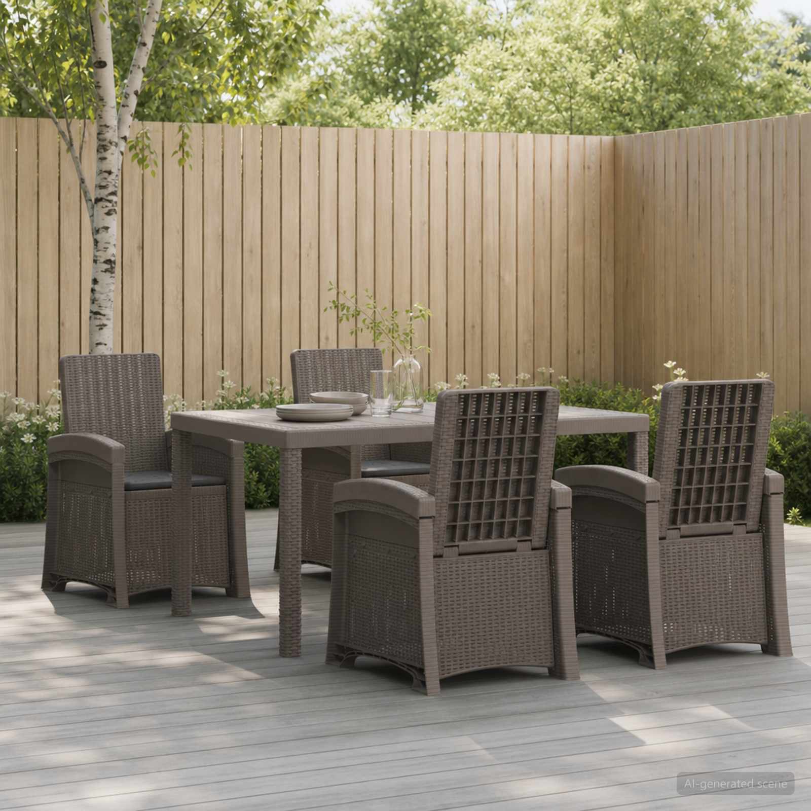 Garten Essgruppe 5 stk. Hellgrau und Anthrazit PP