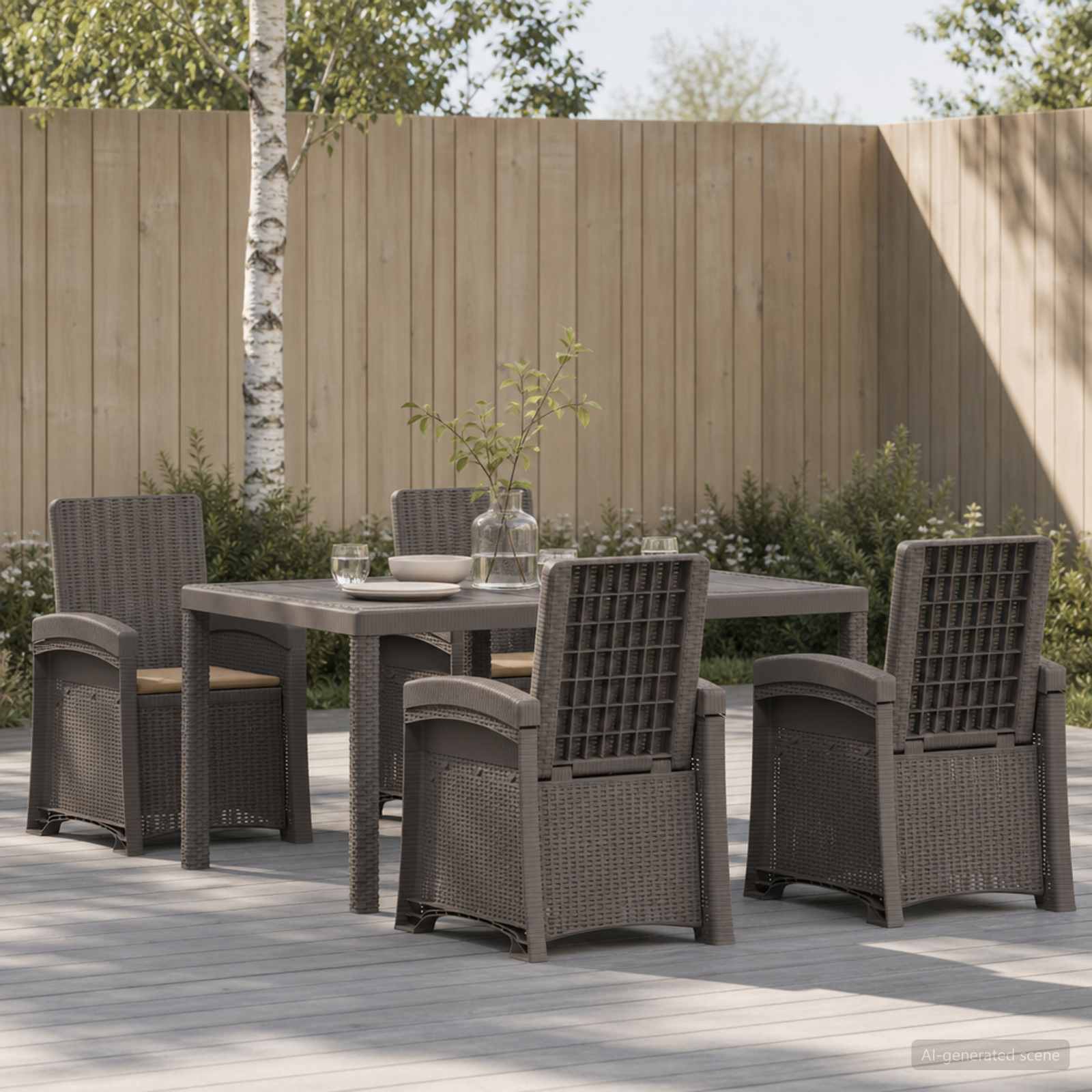 Garten Essgruppe 5 stk. Hellgrau und Taupe PP