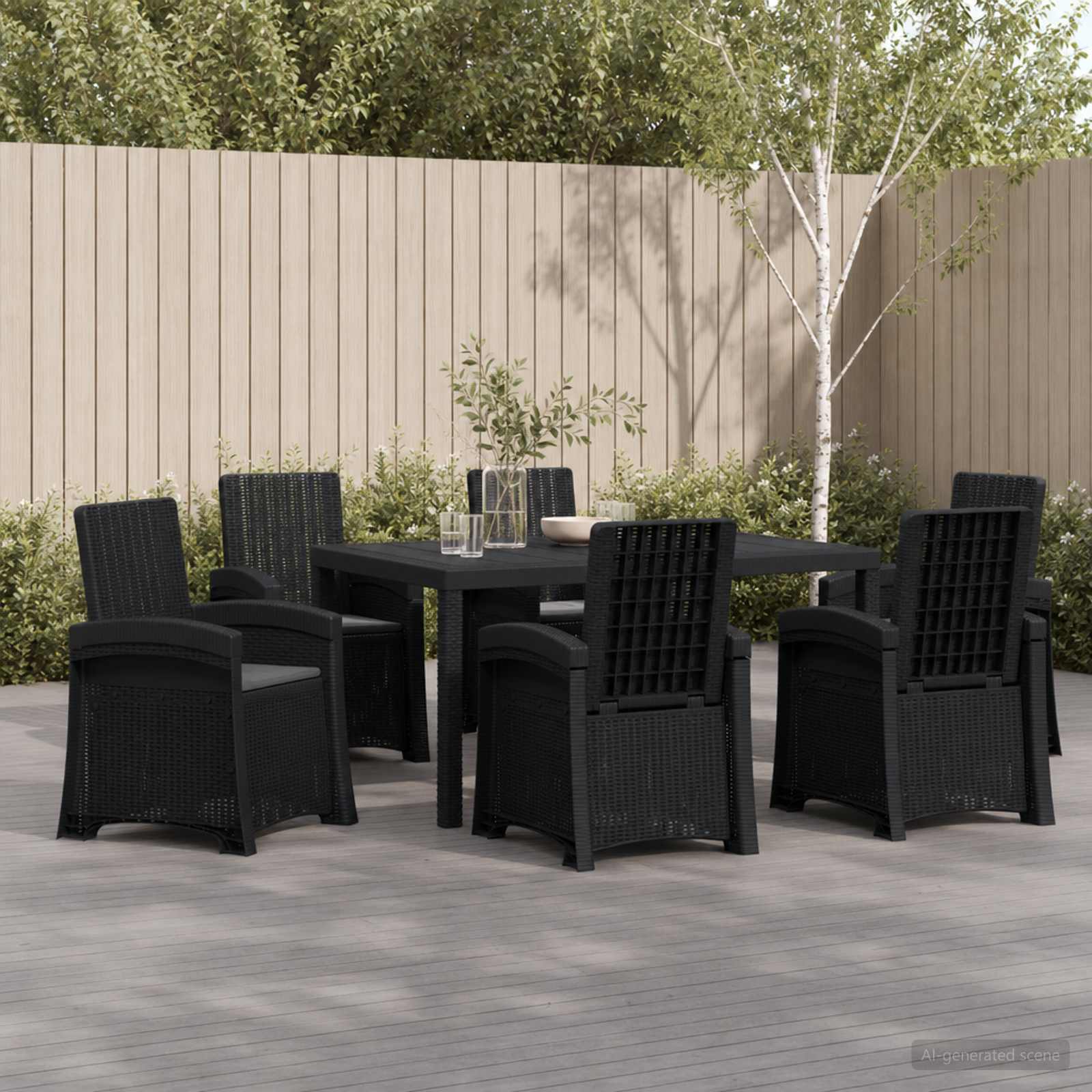 Garten Essgruppe 7 stk. Anthrazit PP