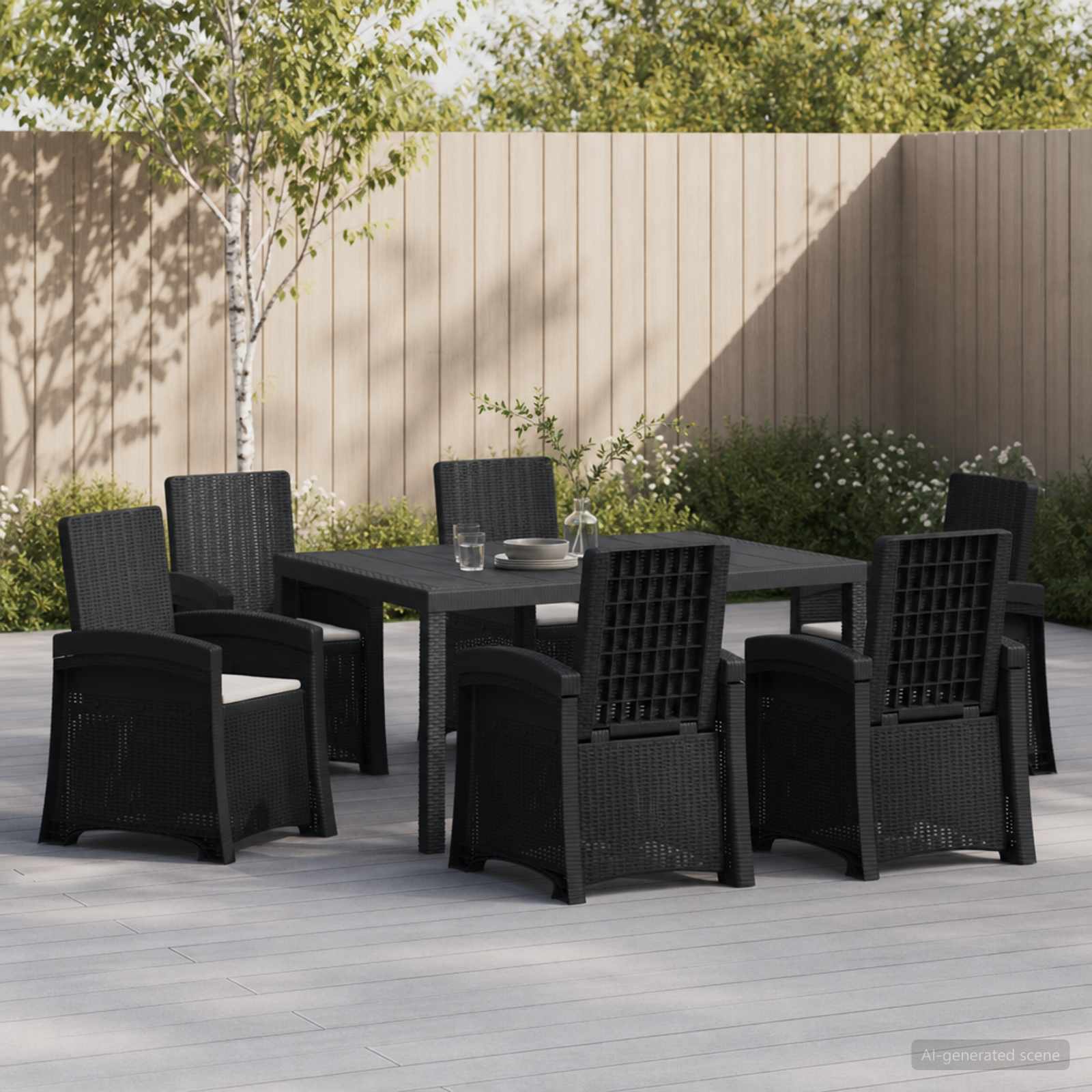 Garten Essgruppe 7 stk. Anthrazit und Hellgrau PP