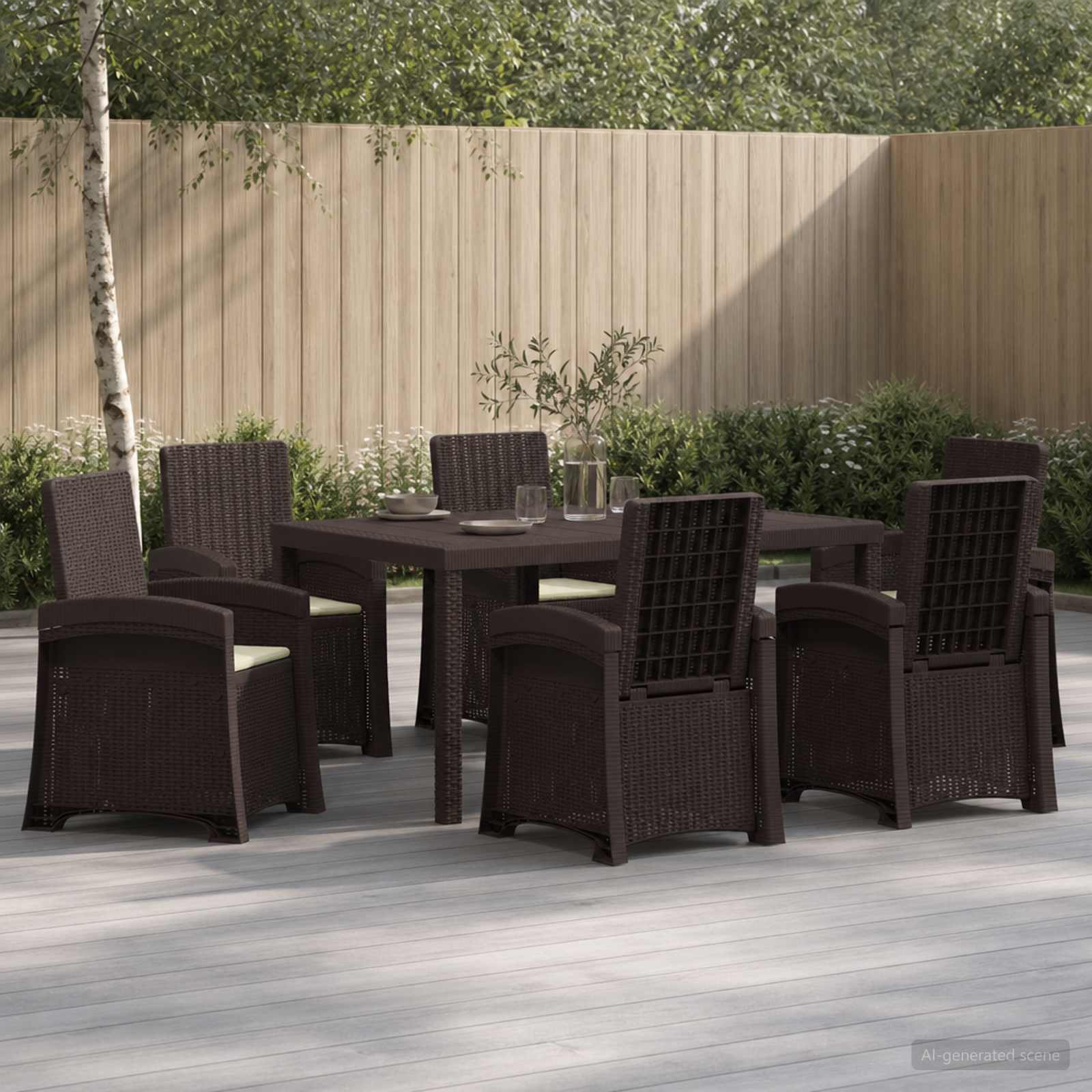 Garten Essgruppe 7 stk. Braun und Creme PP