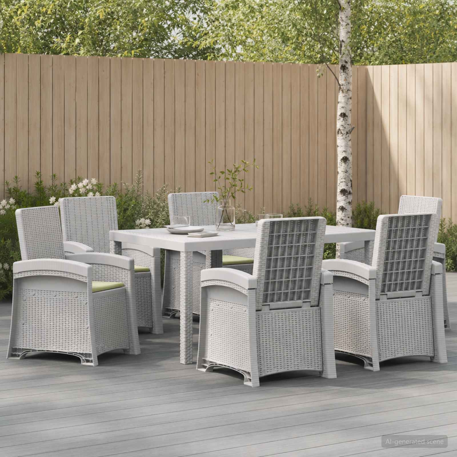 Garten Essgruppe 7 stk. Weiß und Creme PP
