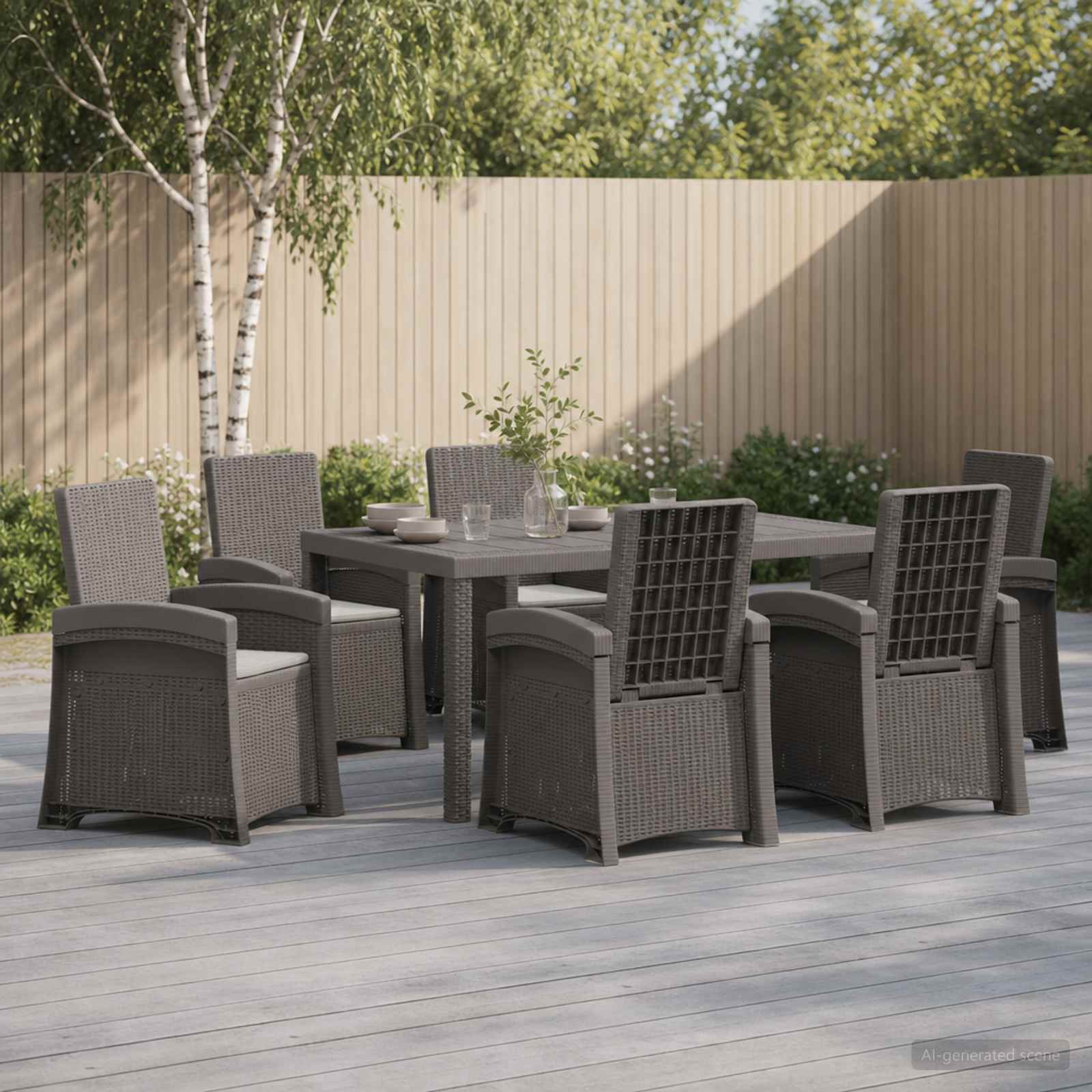 Garten Essgruppe 7 stk. Hellgrau PP