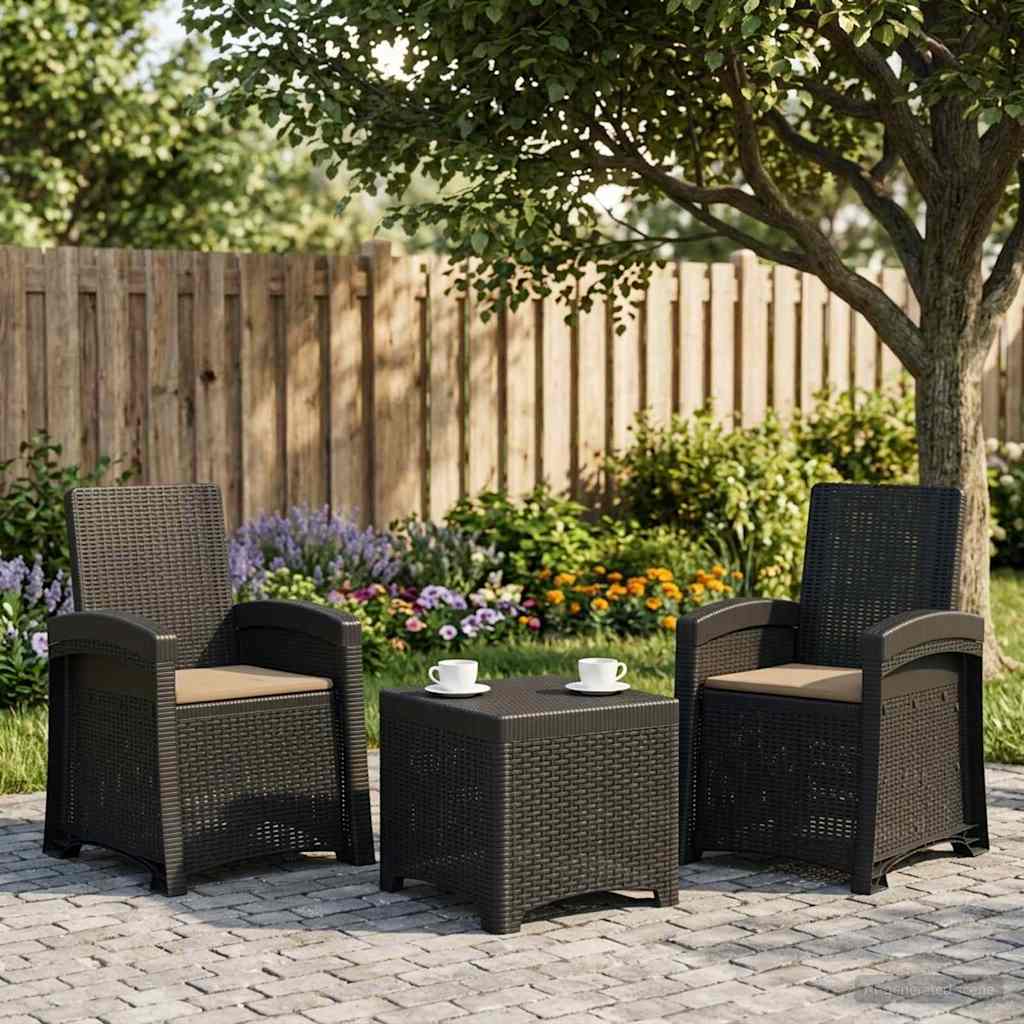 Liegesessel Garten Rattan-Optik 2 stk. Anthrazit und Taupe PP