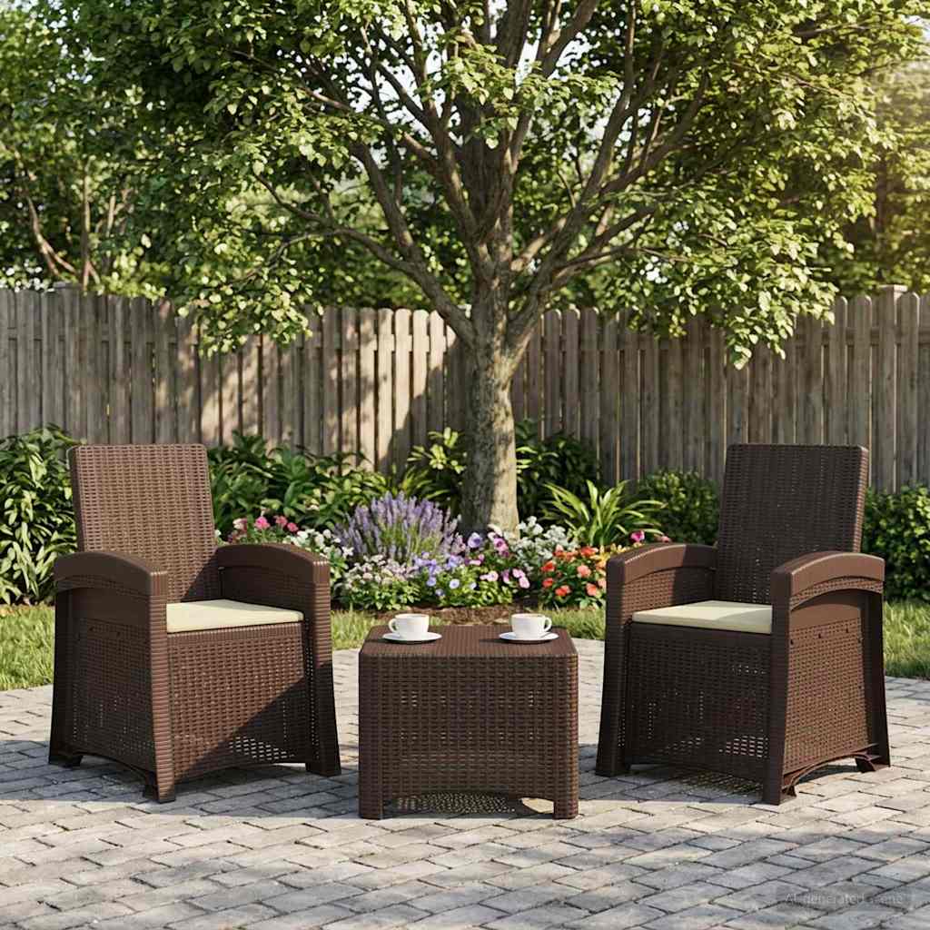 Liegesessel Garten Rattan-Optik 2 stk. Braun und Creme PP