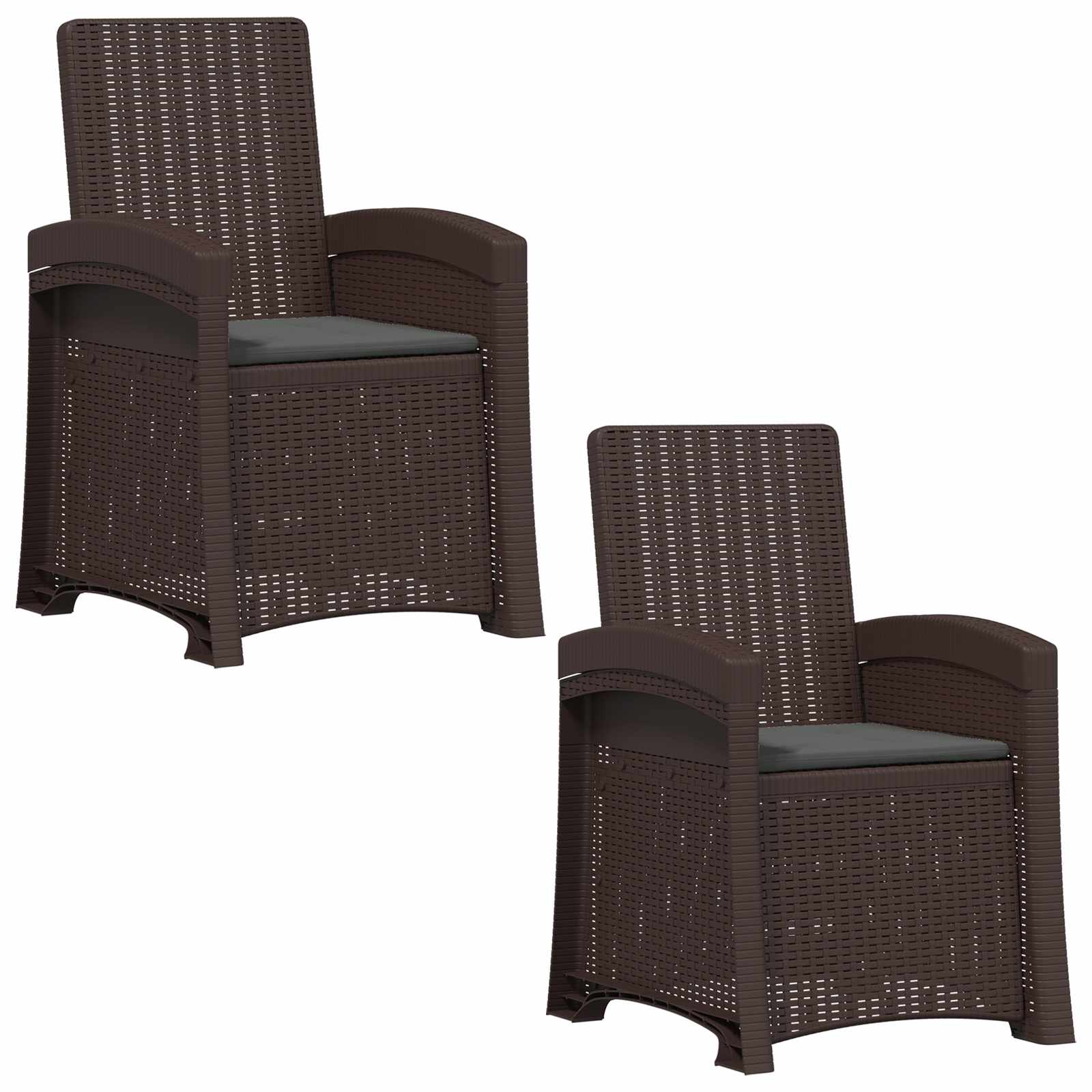 Liegesessel Garten Rattan-Optik 2 stk. Braun und Anthrazit PP