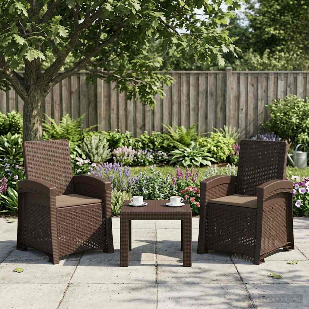 Liegesessel Garten Rattan-Optik 2 stk. Braun und Taupe PP