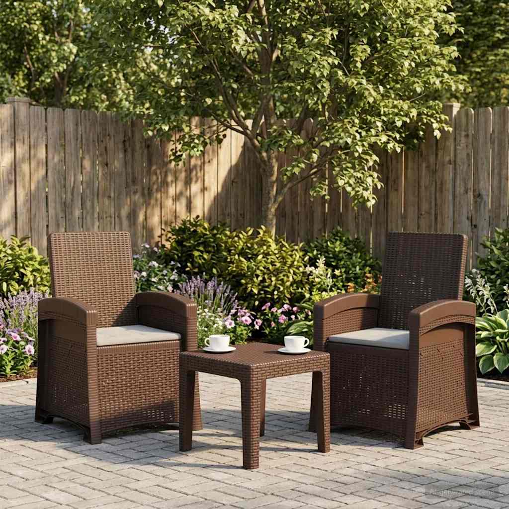 Liegesessel Garten Rattan-Optik 2 stk. Braun und Hellgrau PP