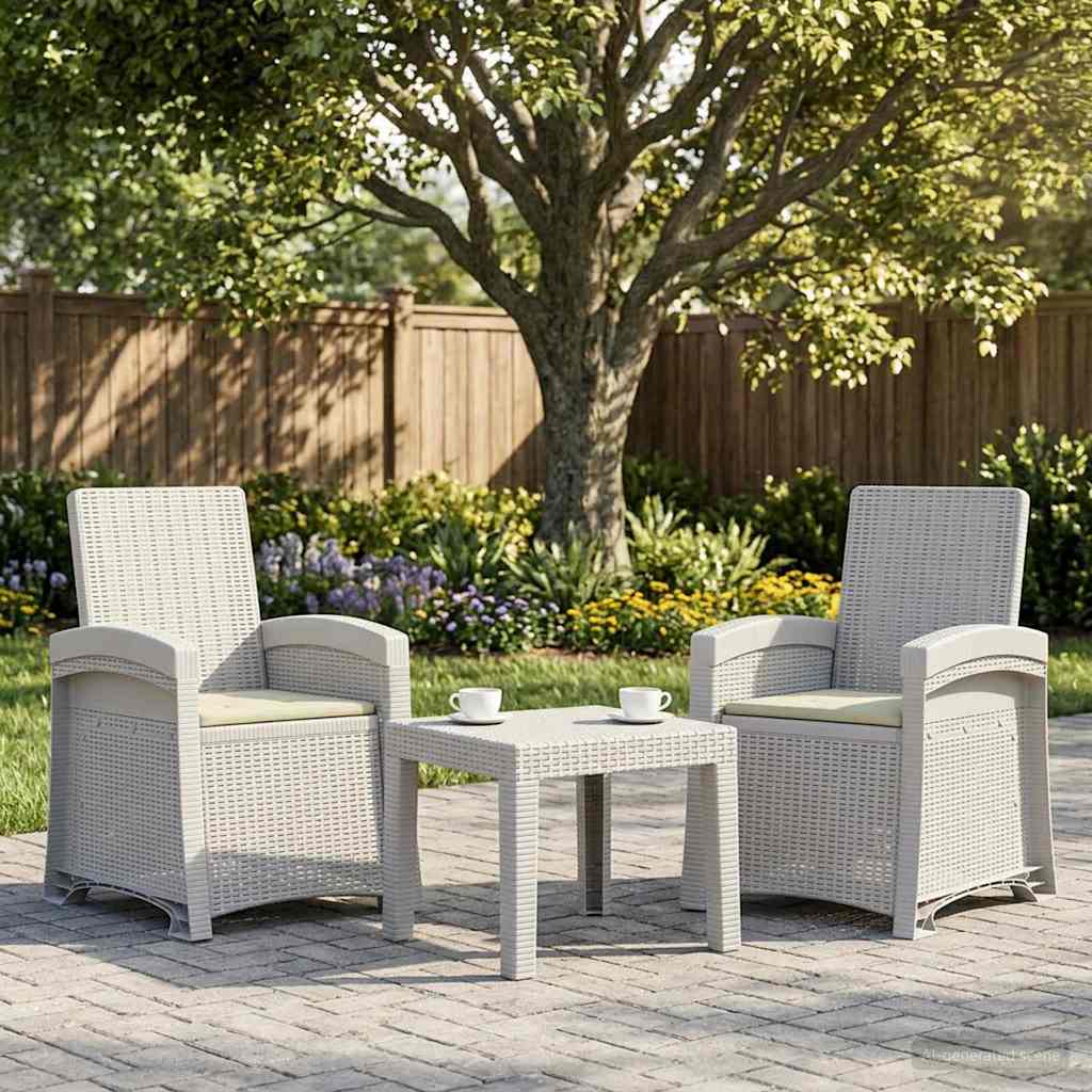 Liegesessel Garten Rattan-Optik 2 stk. Weiß und Creme PP