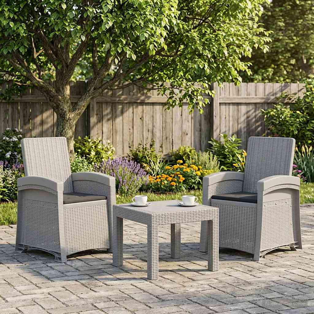 Liegesessel Garten Rattan-Optik 2 stk. Weiß und Anthrazit PP
