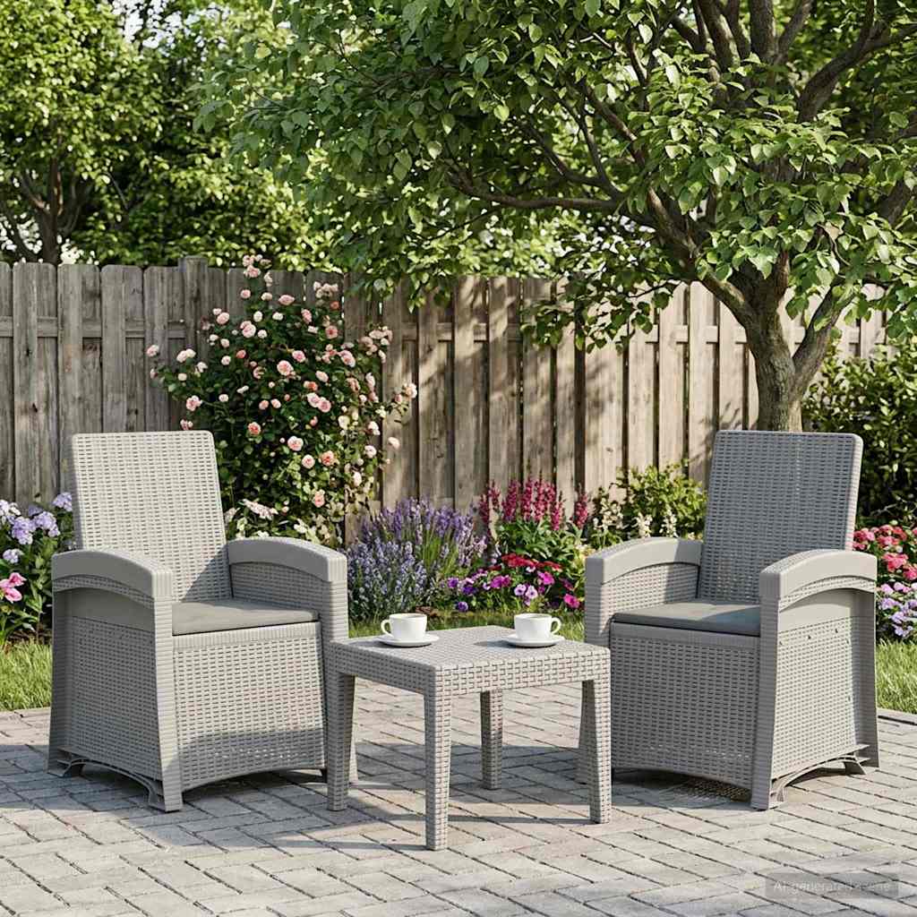 Liegesessel Garten Rattan-Optik 2 stk. Weiß und Hellgrau PP