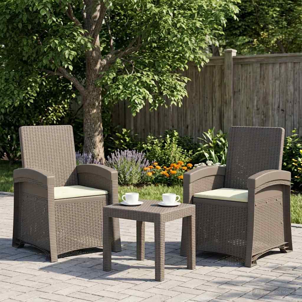 Liegesessel Garten Rattan-Optik 2 stk. Hellgrau und Creme PP