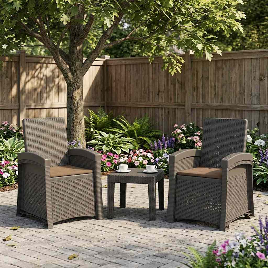 Liegesessel Garten Rattan-Optik 2 stk. Hellgrau und Taupe PP