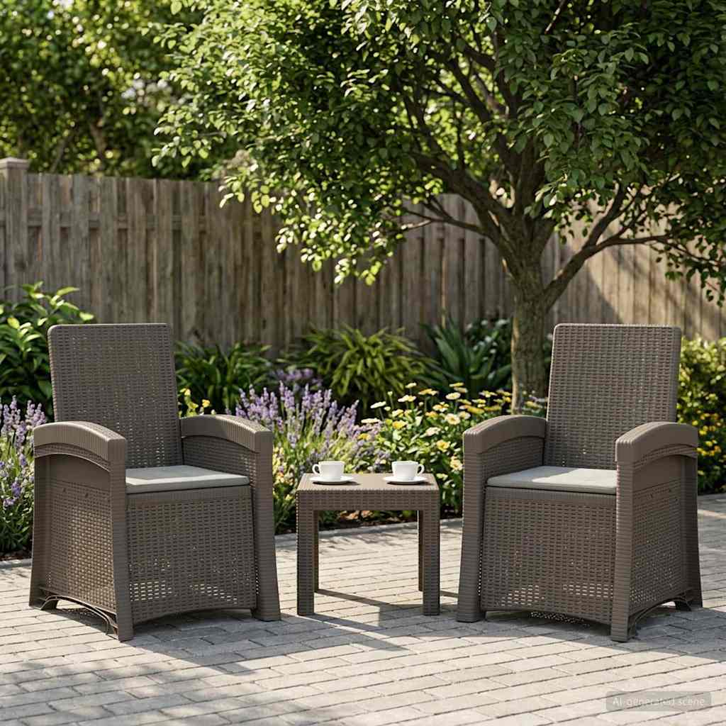 Liegesessel Garten Rattan-Optik 2 stk. Hellgrau PP