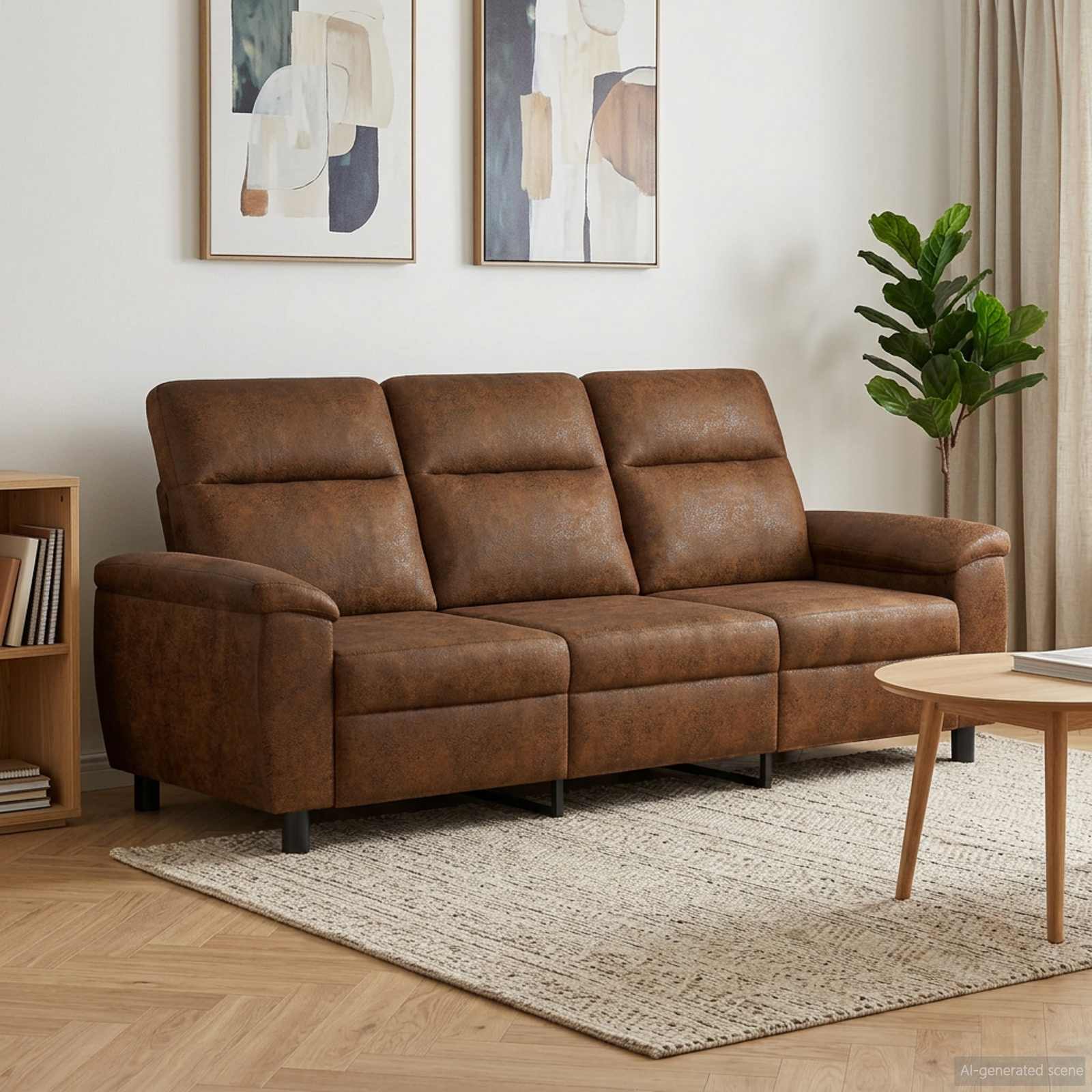 Sofa Braun 214 x 90 x 95 cm Kunstwildleder