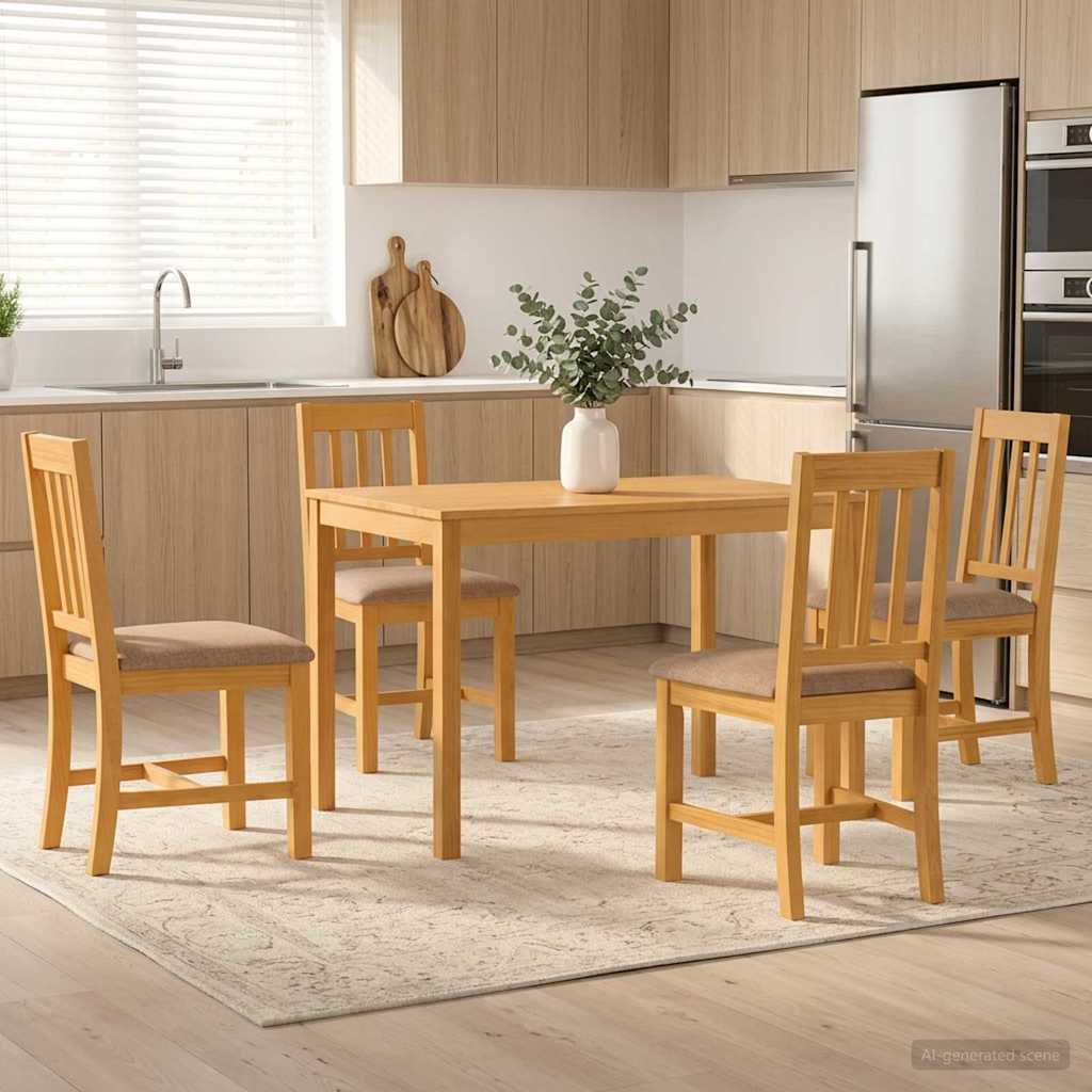 Essgruppe 5 stk. Grau Massivholz Eiche