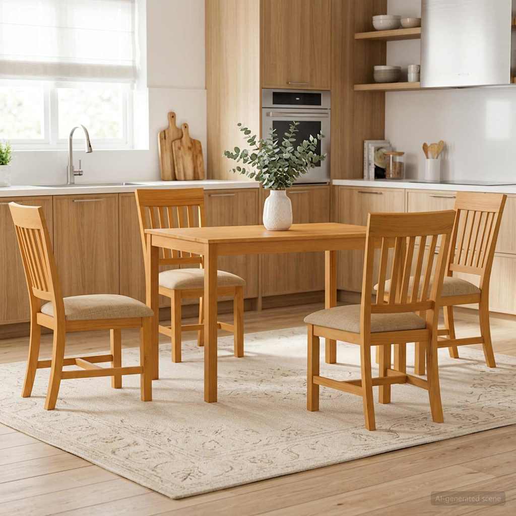 Essgruppe 5 stk. Beige Massivholz Eiche