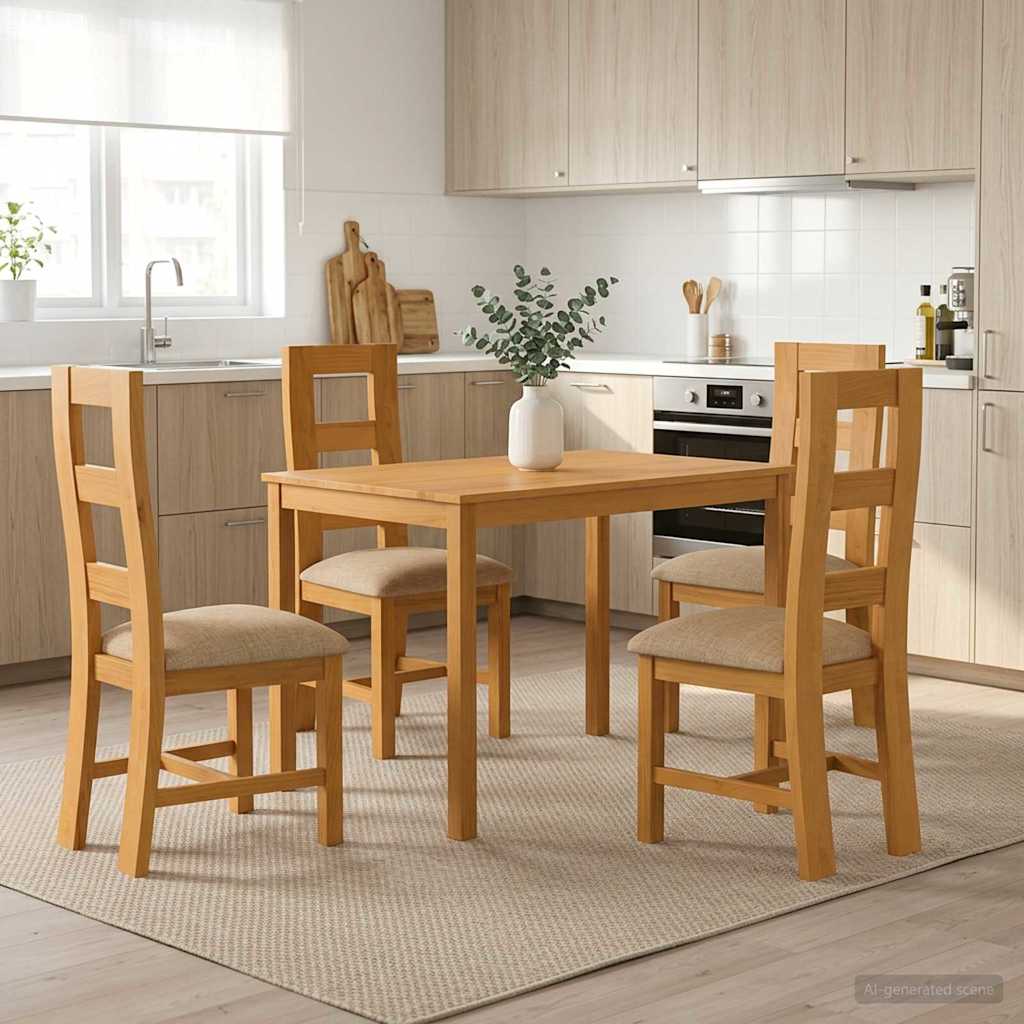 Essgruppe 5 stk. Beige Massivholz Eiche