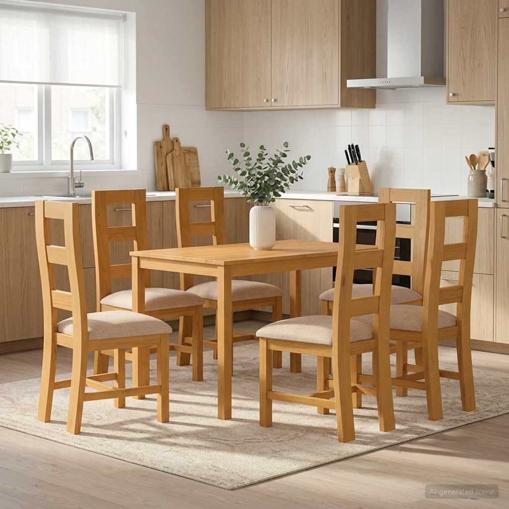 Essgruppe 7 stk. Grau Massivholz Eiche