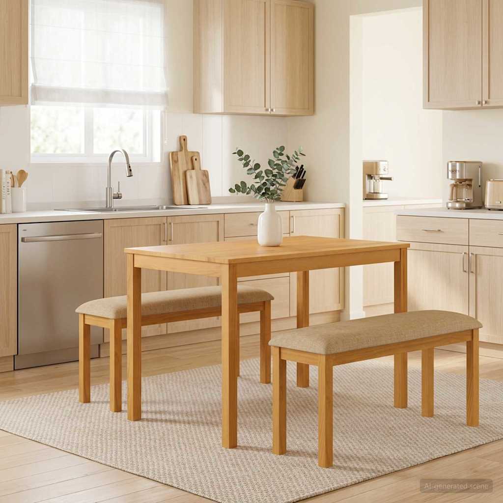 Essgruppe 3 stk. Beige Massivholz Eiche