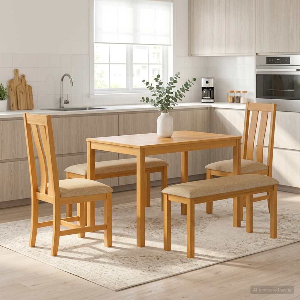 Essgruppe 5 stk. Beige Massivholz Eiche
