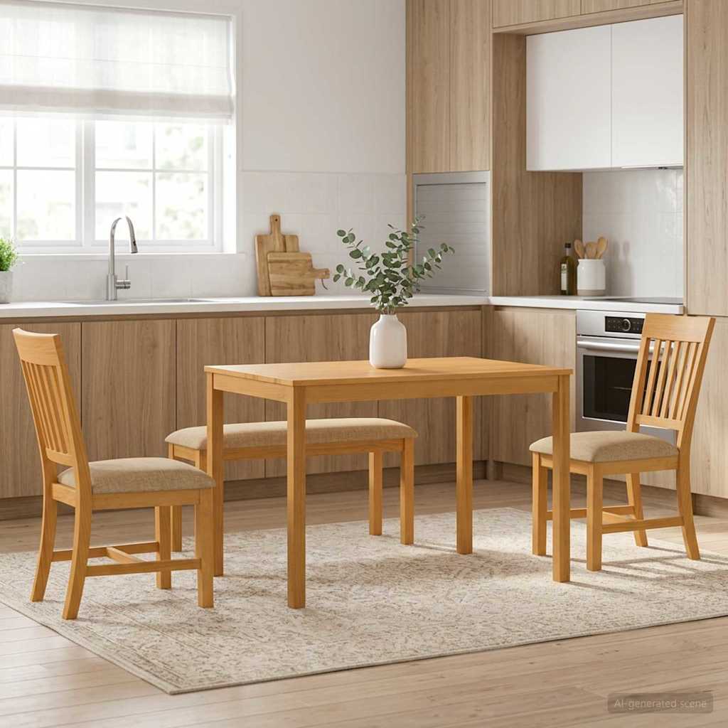 Essgruppe 4 stk. Beige Massivholz Eiche