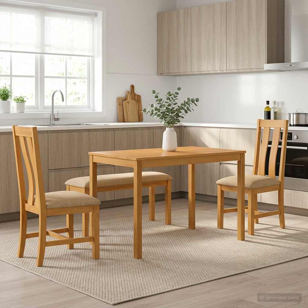 Essgruppe 4 stk. Beige Massivholz Eiche
