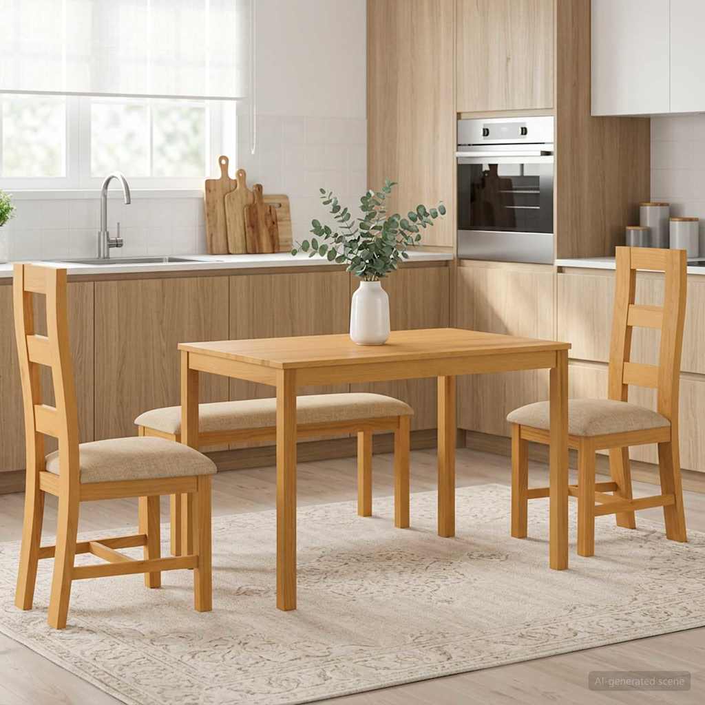 Essgruppe 4 stk. Beige Massivholz Eiche