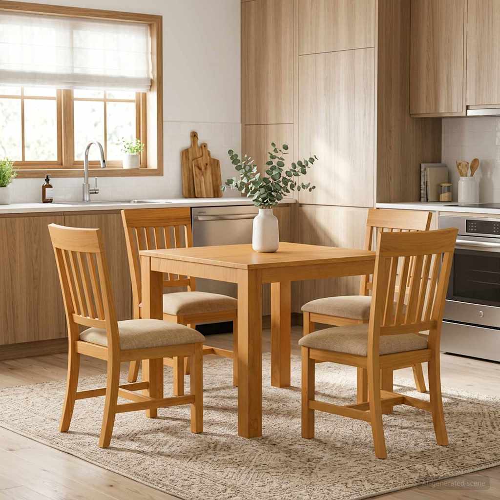 Essgruppe 5 stk. Beige Massivholz Eiche