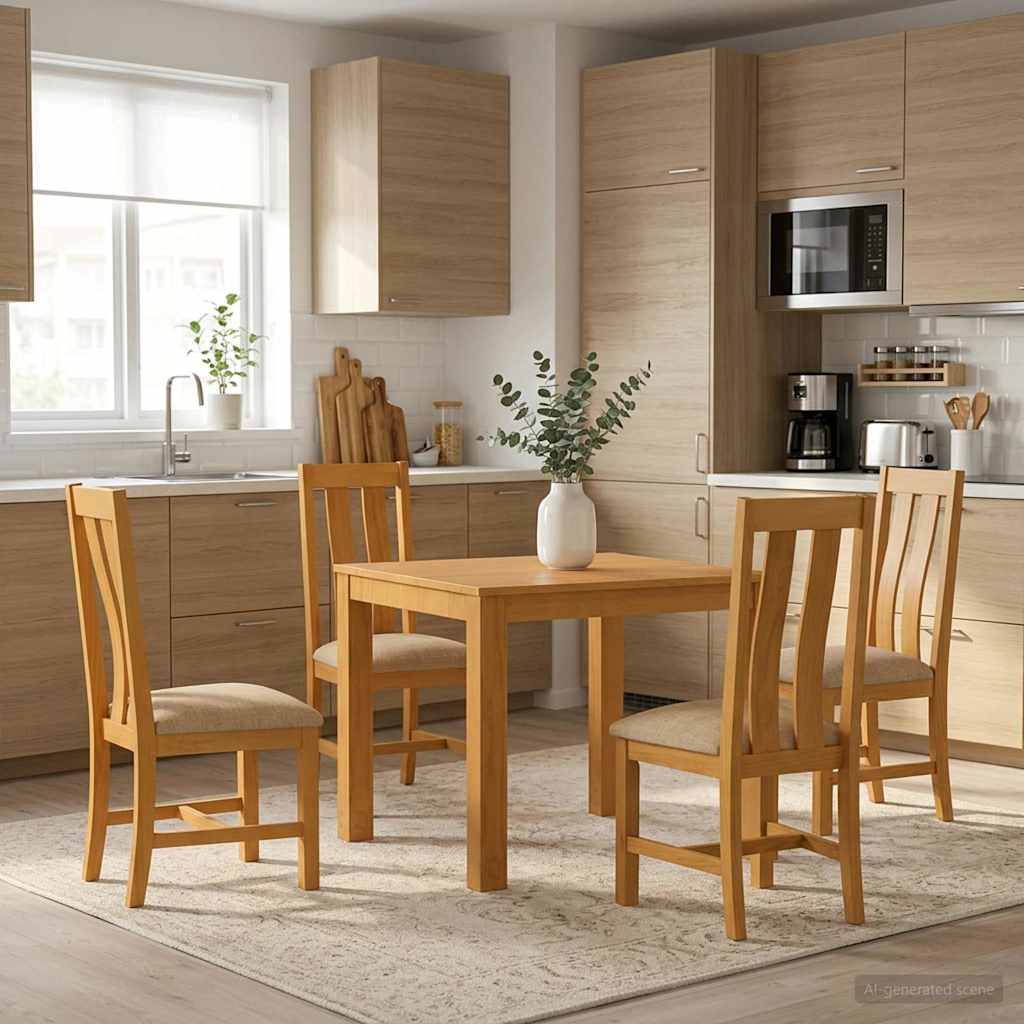 Essgruppe 5 stk. Beige Massivholz Eiche