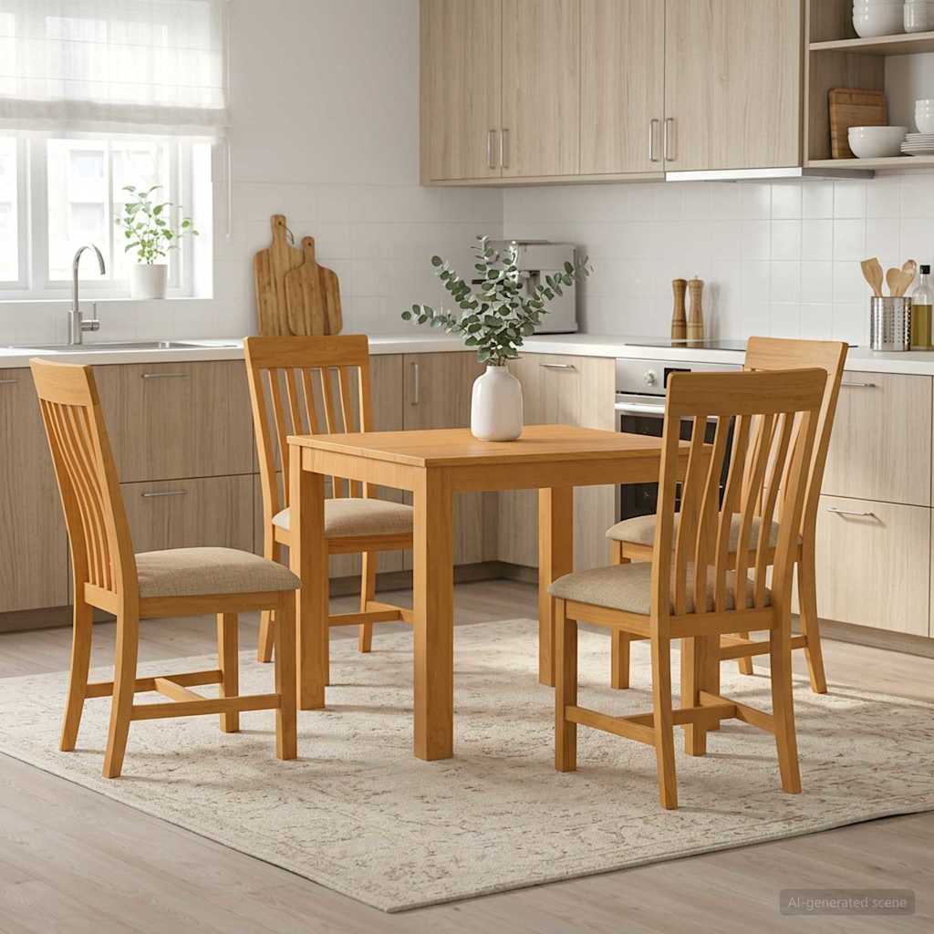 Essgruppe 5 stk. Beige Massivholz Eiche