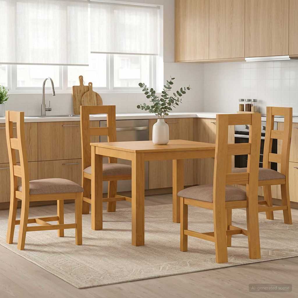 Essgruppe 5 stk. Grau Massivholz Eiche