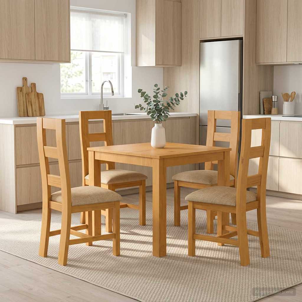 Essgruppe 5 stk. Beige Massivholz Eiche