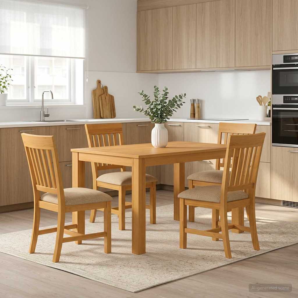 Essgruppe 5 stk. Beige Massivholz Eiche
