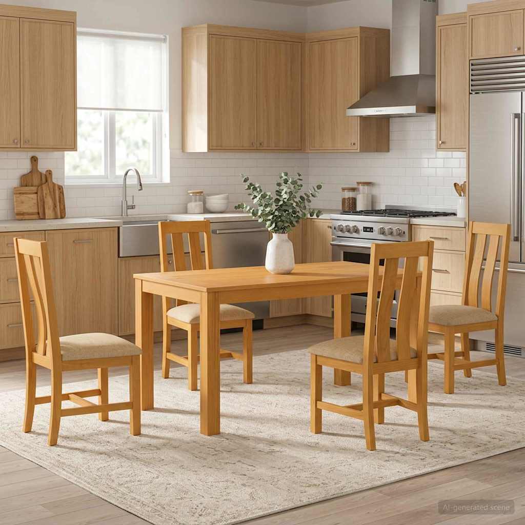 Essgruppe 5 stk. Beige Massivholz Eiche