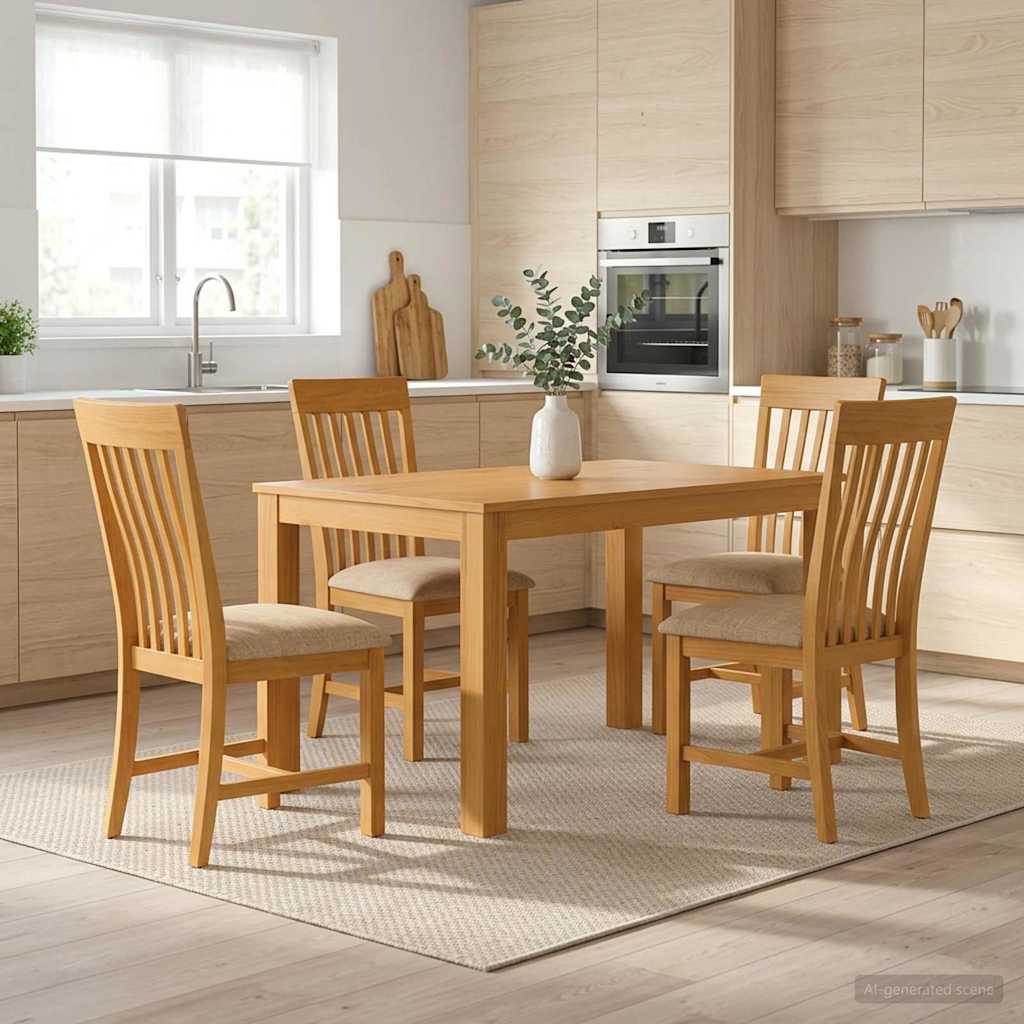 Essgruppe 5 stk. Beige Massivholz Eiche
