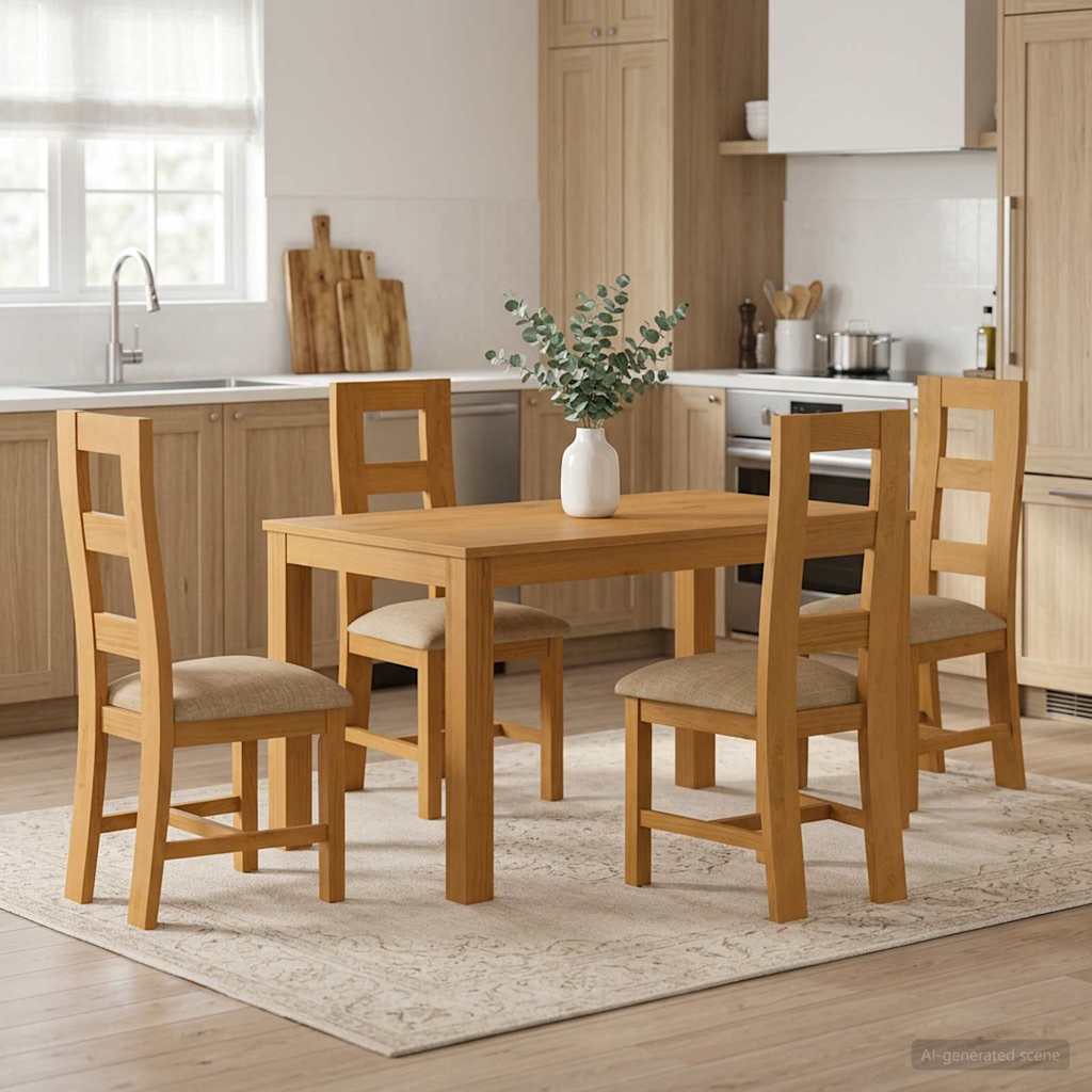 Essgruppe 5 stk. Beige Massivholz Eiche