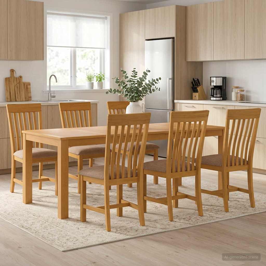 Essgruppe 7 Stk. Grau Massivholz Eiche