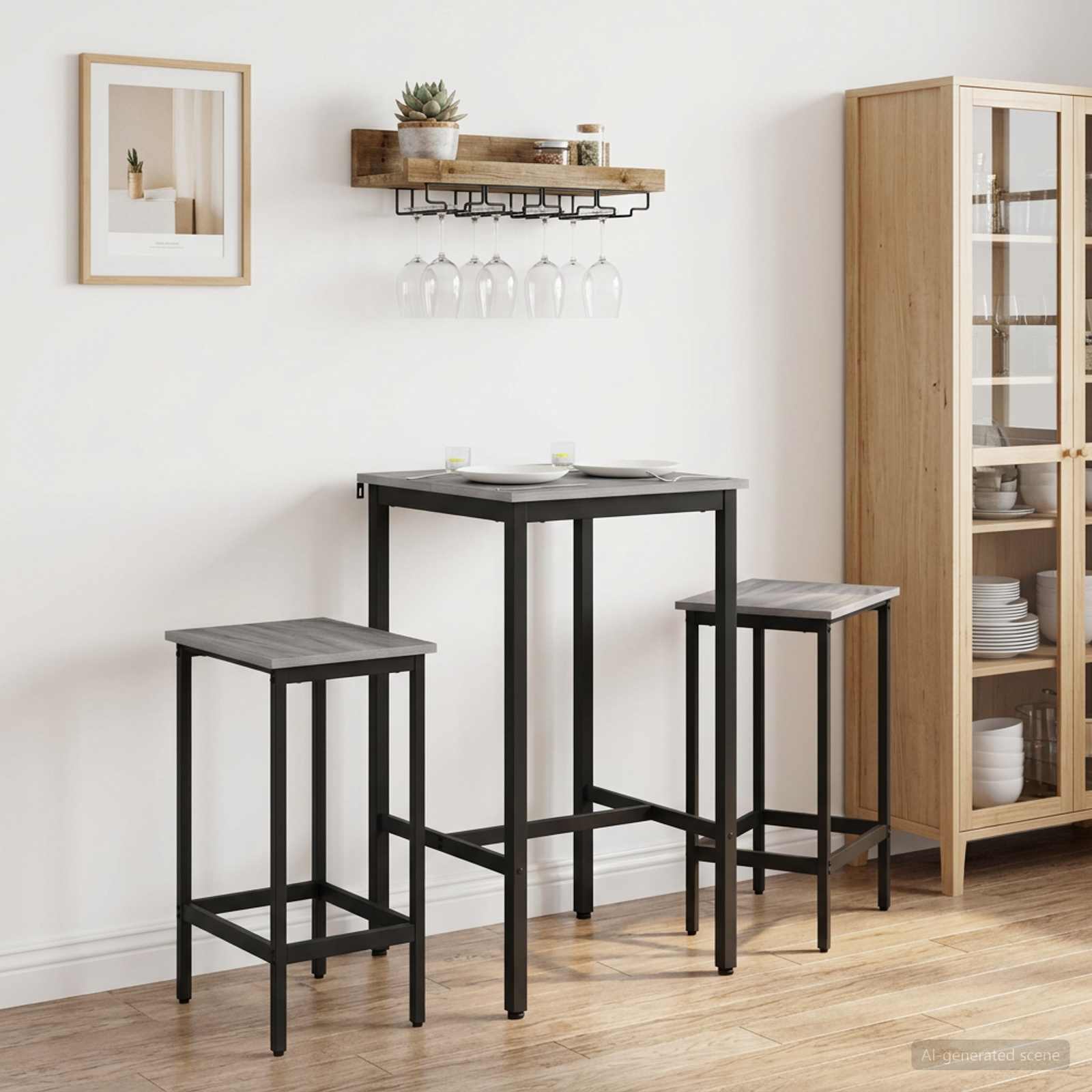 Bartisch 52 x 52 x 90 cm Holzwerkstoff Sonoma-Grau Rechtwinklig