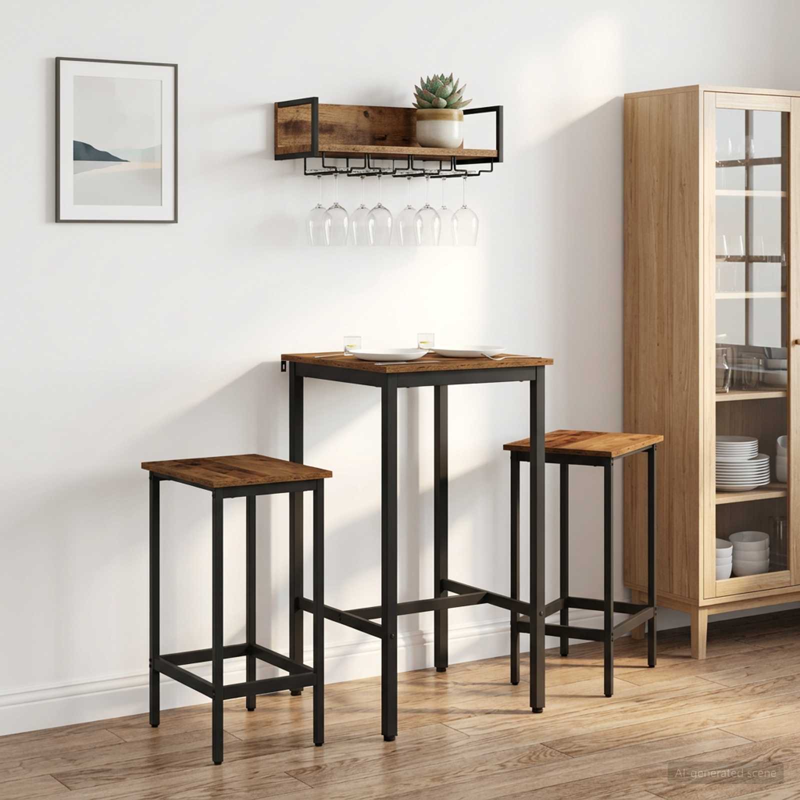 Bartisch 52 x 52 x 90 cm Holzwerkstoff Altholz Rechtwinklig